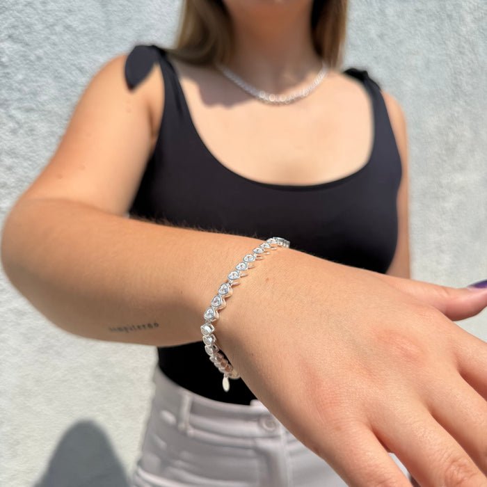 Pulsera Mini Corazones en Plata 925 – Silver Ice 02