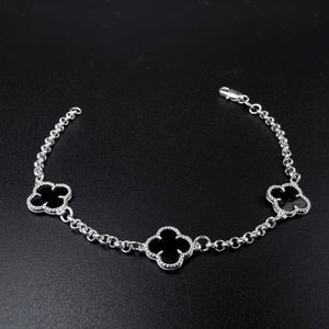Pulsera Van Cleef Negra Plata 925