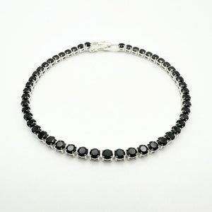 Pulsera Tennis con Circones  negros Plata 925 - 2mm